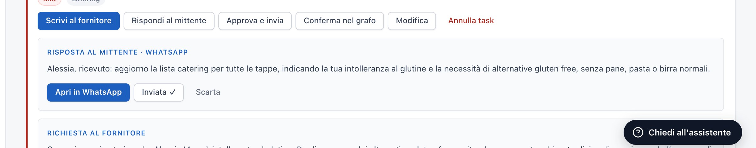 Bozza di risposta per WhatsApp