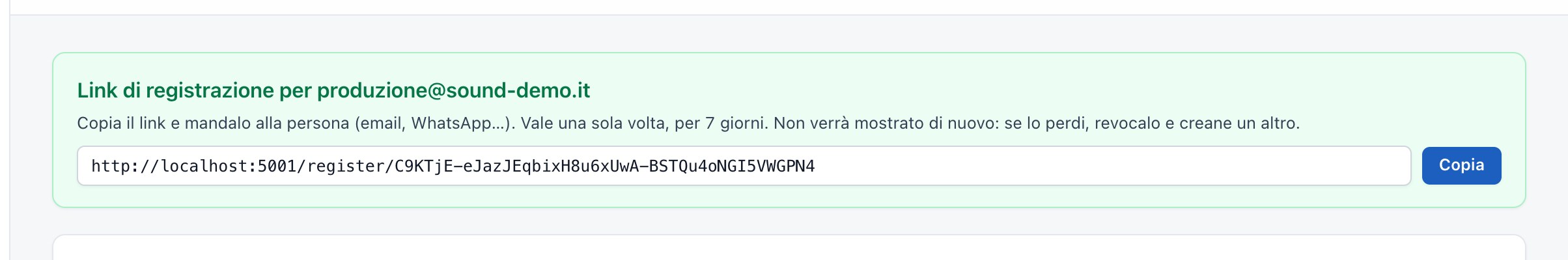 Il link appena creato