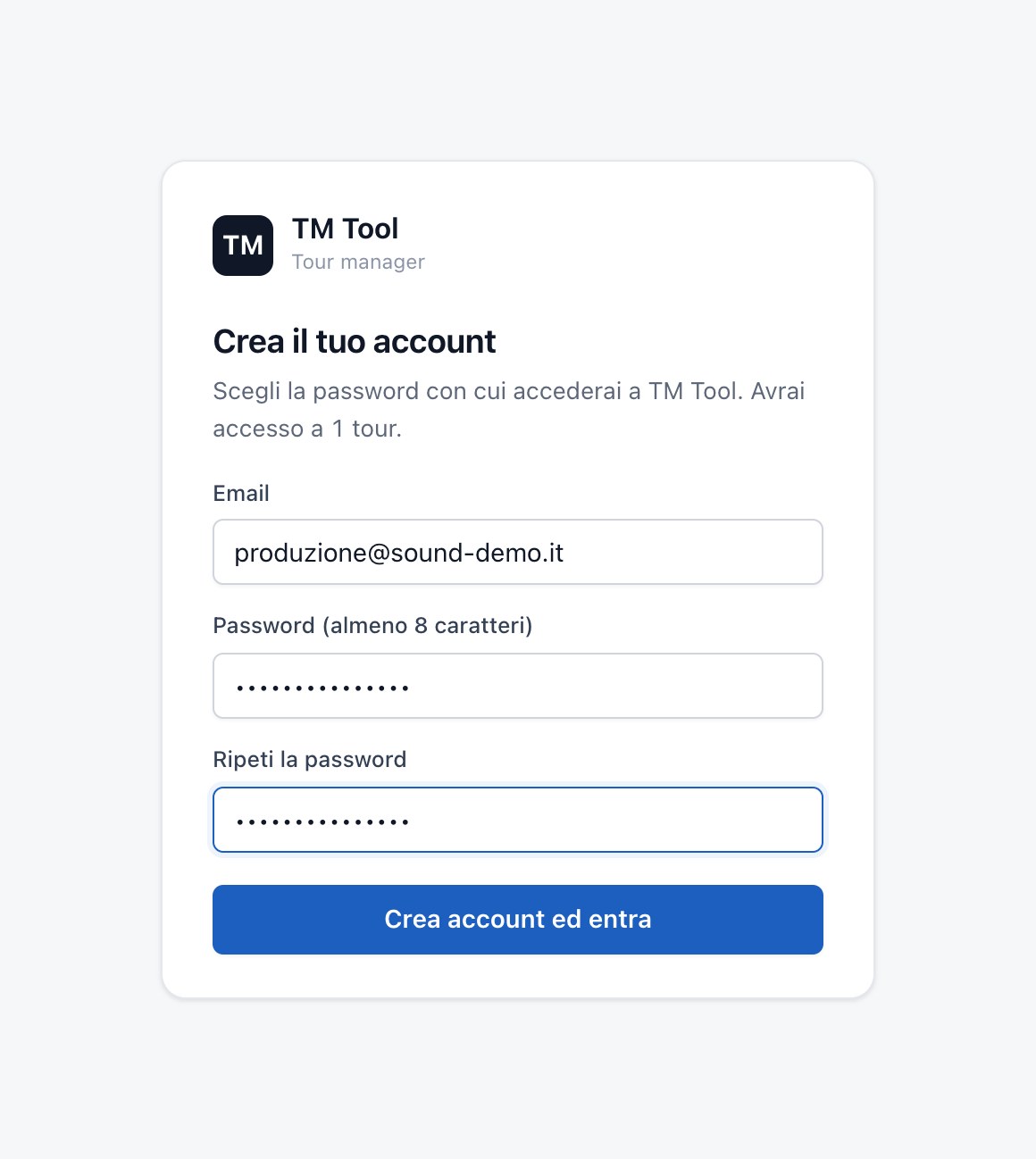 Registrazione dal link di invito