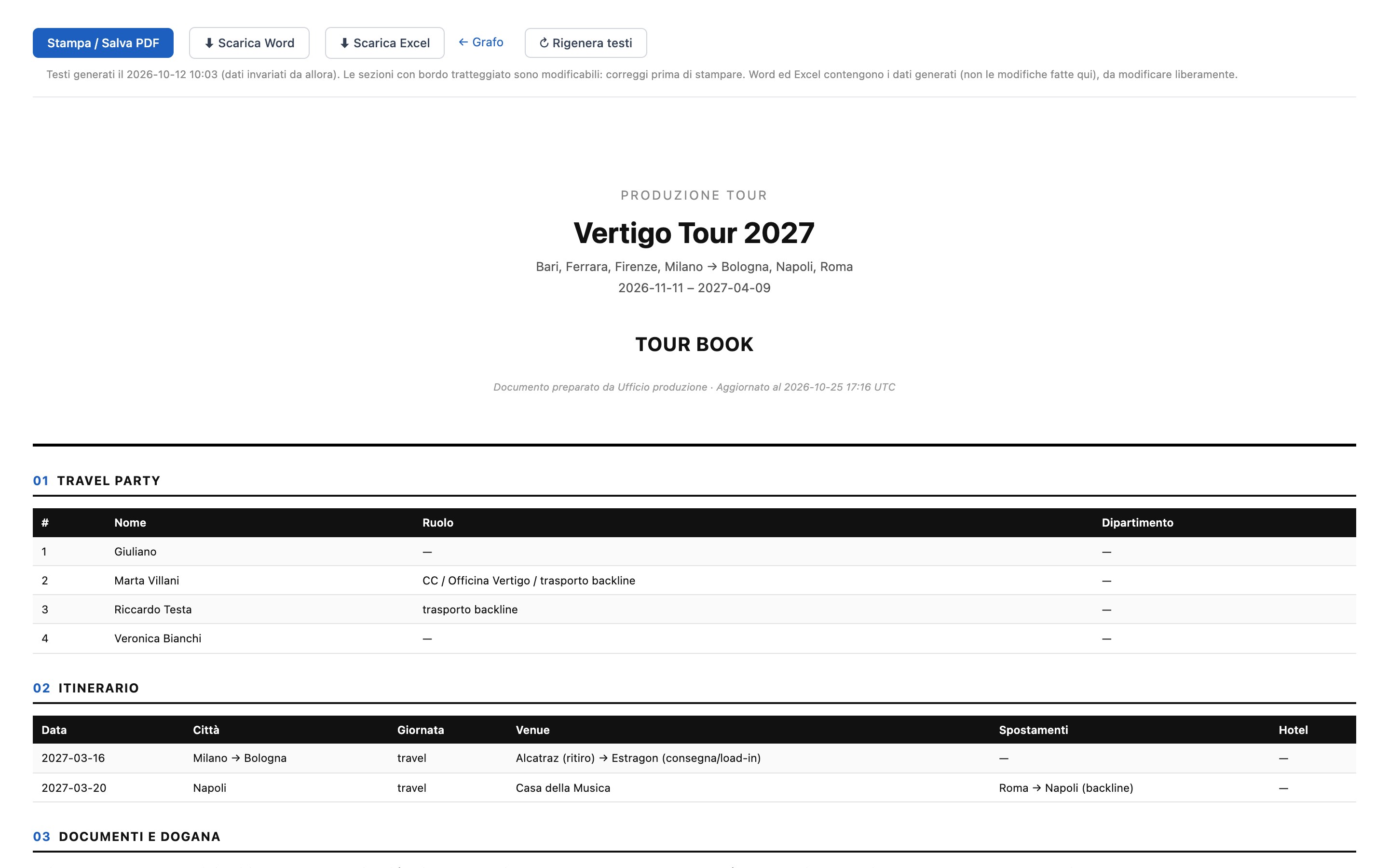 Tourbook professionale
